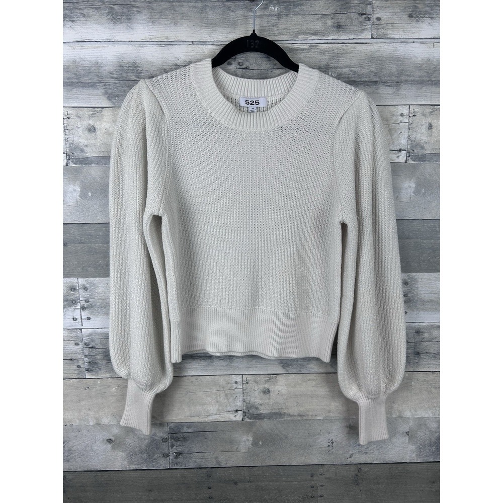 525 American Women's Ivory Long Sleeve Sweater With Shiny Accents